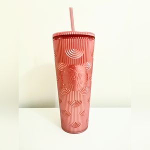 NWT Starbucks Fall 2023 Metallic Pink Mermaid Textured Cup